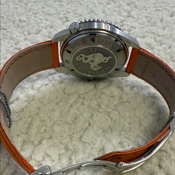 Omega Watch with Vibrant Orange Strap and Black Dial - Picture 5 of 16